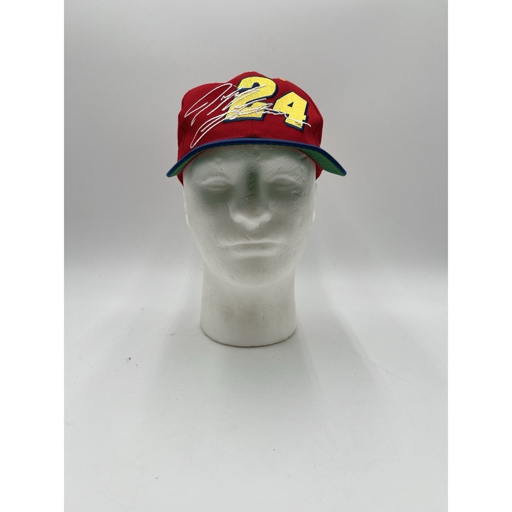 Vintage Jeff Gordon #24 NASCAR Snapback Hat Competitors View Red Cap